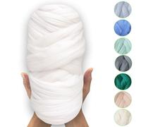 MeriWoolArt Lana Merino 100% XXL - 19 Micras, lana de fieltro gruesa y suave - Blanco - 100g - para fieltrar en seco y húmedo, tejer con los brazos, mantas DIY, bebés, ganchillo