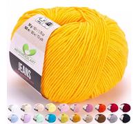 MeriWoolArt® Mostaza Clara Hilo de Algodón para Tejer y Crochet, Textil, Lana Bebé para Manualidades, Ropa Bebé, Amigurumi, Mantas, Suéteres, Gorros y Accesorios