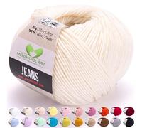 MeriWoolArt® Natural Hilo de Algodón para Tejer y Crochet, Textil, Lana Bebé para Manualidades, Ropa Bebé, Amigurumi, Mantas, Suéteres, Gorros y Accesorios