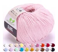 MeriWoolArt® Rosa Claro Hilo de Algodón para Tejer y Crochet, Textil, Lana Bebé para Manualidades, Ropa Bebé, Amigurumi, Mantas, Suéteres, Gorros y Accesorios