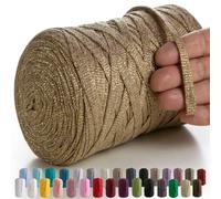 MeriWoolArt® Tejido de Macramé 10mm - 125m de Cordón de Macramé - Hilo de algodón de macramé metálico de lurex - Tejido de macramé - Tejido de macramé de pared DIY Dreamcatcher