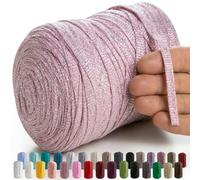 MeriWoolArt® Tejido de Macramé 10mm - 125m de Cordón de Macramé - Hilo de algodón de macramé metálico de lurex - Tejido de macramé - Tejido de macramé de pared DIY Dreamcatcher