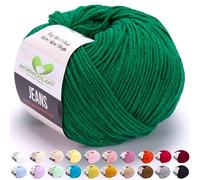 MeriWoolArt® Verde Hilo de Algodón para Tejer y Crochet, Textil, Lana Bebé para Manualidades, Ropa Bebé, Amigurumi, Mantas, Suéteres, Gorros y Accesorios