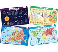 merka Manteles Individuales educativos para niños, Juego de Explorador Antideslizante, Sistema Solar, Cuerpo Humano, Mapa del Mundo de Europa, Mantel de plástico de Silicona para la Mesa