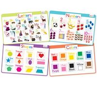 Merka Manteles Individuales para niños y niños pequeños, manteles Individuales Antideslizantes Desechables para niños pequeños, Letras, números, Formas y Colores, Alfabeto, Juego de 4