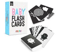 Merka Tarjetas De Alto Contraste Para Bebés - Set De 50 Tarjetas En Blanco Y Negro Para La Estimulación Visual Y El Desarrollo Cerebral/Sensorial - Para El Aprendizaje En Niños De 18 Meses En Adelante