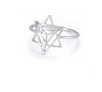 Merkaba - Anillo de geometría sagrada con estrella para mujer, de acero inoxidable, color dorado, anillo de boda, joyería de meditación, 8