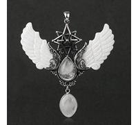 Merkaba - Collar de cristal con forma de gota de agua, colgante de piedra natural, joyería vintage con alas de ángel, collares de cristal blanco