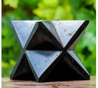 Merkaba de turmalina negra y cuarzo de cristal, 55 mm/280 g, estrella geométrica sagrada puntiaguda hecha a mano para protección, curación de equilibrio de chakras, meditación, reiki y trabajo de