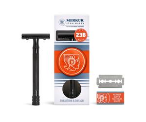 Merkur 23B - Maquinilla de Afeitar de Seguridad con Mango Largo, Color Negro, no Incluye Cuchillas