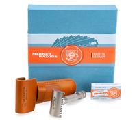 MERKUR 34 INOX - Maquinilla de afeitar de seguridad de doble filo para hombre con peine abierto, 2 piezas, acero inoxidable satinado con mango estándar, edición 1896, caja de regalo, fabricada en