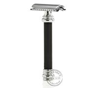 Merkur 38C Barbero Polo HD Doble Filo De Cuchilla Afeitar - Negro - Mango Largo