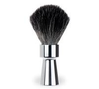 MERKUR Brocha de afeitar 1100, fibra negra, pelo sintético, cromo brillante, vegano, mango de aluminio, fabricado en Alemania