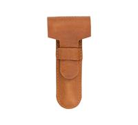 MERKUR Funda de piel para maquinilla de afeitar - Piel de vacuno marrón, se adapta a todas las maquinillas de afeitar MERKUR excepto 24001, hasta 110 mm