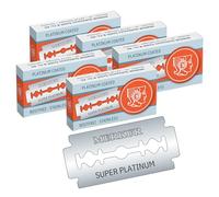 MERKUR maquinillas de afeitar de acero inoxidable Super Platinum 910 (50 piezas) | Adecuado para maquinillas de afeitar tradicionales | Cuchillas de afeitar de doble cara con revestimiento de platino