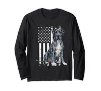 Merle Great Dane Dog Lover USA Flag Manga Larga