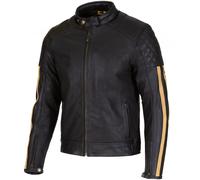 Merlin Icon D3O Chaqueta de cuero de motocicleta perforada, negro/dorado, Talla 52