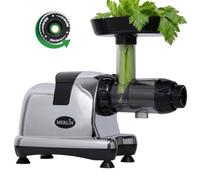 Merlin MNC500MC - Extractor de jugo horizontal a presión en frío 200 W - Especial apio - para frutas, verduras, hierbas y leches vegetales, sin BPA - 80 rpm - Cromado