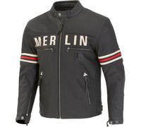 Merlin Revival D3O Chaqueta de cuero de motocicleta perforada, Vintage Black, Talla 46