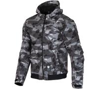 Merlin Torque D3O Sudadera con capucha impermeable con cremallera para motocicleta, gris/camuflaje, Talla M