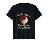 Merlot Mantra Menos Drama Más Merlot Vino Yin Yang Camiseta