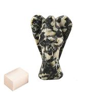 Merluzas nevadas naturales Piedra de obsidiana Reiki tallada Piedra preciosa espiritual Ángel de bolsillo Estatua de ángel con cubo de selenita Terapia de cristal "2 pulgadas aprox - Blessfull Healing