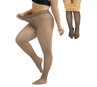 Merlvida Collant Polaire Femme Effet Transparent S-3XL - Collant Thermique Épais, Legging Chaud Femme Hiver - Collants à Taille Haute et Doublés Grande Taille, 320g Marron (-5-10℃), XXL-3XL
