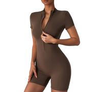 Merlvida Mono Deportivo Mujer con Cremallera Jumpsuit Mujer sin Costuras Monos Cortos Verano Sexy Ajustado Elástico Body Overol Una Pieza Ropa Deportiva Enterizos Gimnasio Yoga Fitness