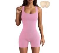 Merlvida Mono Deportivo Mujer Corto Jumpsuit sin Costuras Sexy Body Elástico Push Up Monos Una Sola Pieza Ajustados Ropa Deportiva Mujer para Gimnasio Yoga Fitness