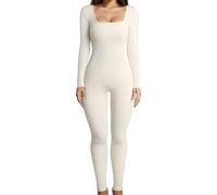 Merlvida Mono Deportivo Mujer Manga Larga Jumpsuit Sexy sin Costuras Monos Ajustados Largos Elástico Body Overol Traje Una Pieza Conjunto Ropa Deportiva Fitness Yoga Gimnasio