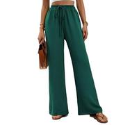 Merlvida Pantalones Anchos para Mujer de Cintura Alta Pantalon Palazzo Casual de Verano Pantalón de Vestir Ligero y Cómodo Ropa Elegante Pantalones Largos con Cordón y Bolsillos