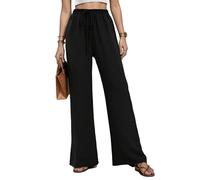 Merlvida Pantalones Anchos para Mujer de Cintura Alta Pantalon Palazzo Casual de Verano Pantalón de Vestir Ligero y Cómodo Ropa Elegante Pantalones Largos con Cordón y Bolsillos