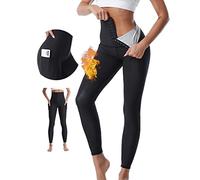 Merlvida Pantalones Sauna Adelgazantes Mujer Leggins Deportivos Mujer con Bolsillos Mayas Reductores Push Up Pantalón de Sudoración Anticeluliticos Mallas Deporte Cintura Alta para Gym Yoga Fitness
