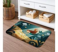 Mermaid Adventure - Tapete de baño de secado rápido, con escena coral subacuática, antideslizante, alfombra de baño de espuma viscoelástica vibrante, lavable, para decoración de baño, 20 x 32 pulgadas