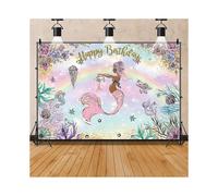 Mermaid Backdrop for Girls Birthday Party Under The Sea Glitter Blue Purple Scales Photography Background Girls Princess 7x5ft