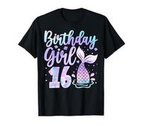 Mermaid Birthday Girl 16 Year Old Its My 16th Bday Camiseta