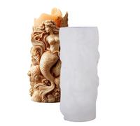 Mermaid Candle Mold - 11.5x7.9cm Silicone Casting Tool, Nautical Resin Shape, 3D Mythical Creature Vessel | Flexible Non Stick Soap Frame, Reusable Plaster Art Component, Heat Resistant DIY Sculpture