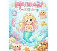 Mermaid Coloring Book for Kids: 30 Cute & Beautiful Mermaid Designs with Single-Sided Pages for Relaxing Underwater Coloring Fun