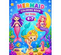 Mermaid Coloring Book for Kids Ages 4-7: 50 Cute and Easy Mermaid Coloring Pages with Ocean Animals, Underwater Adventures, Sea Creatures and Magical Scenes for Girls