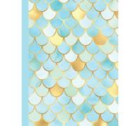 Mermaid Composition Notebook: 8.5 X 11 Standard Wide Ruled Paper Lined Journal, Aqua Blue Watercolor Mermaid Skin Pattern Cover - A Helpful Gift For Young Boys And Girls