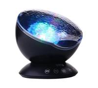 Mermaid decoration remote control luminous wave projector 7 color ceiling lamp with built-in speaker music player baby bedroom living room (black)