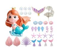 Mermaid Decorations, Under The Sea Topper Set with Theme Ornaments for Birthday Party Dessert Baking Display, Colorful Mermaid Decor Girls Boys Family Celebration