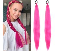 Mermaid Hair Extensions For Kids, Rainbow Wig Hair Braiding For Braiding, 26 Inch Colorful Ombre Mermaid Pony Tail Synthetic Hair Extensions For Girl Women All Ages (5)