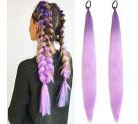 Mermaid Hair Extensions For Kids, Rainbow Wig Hair Braiding For Braiding, 26 Inch Colorful Ombre Mermaid Pony Tail Synthetic Hair Extensions For Girl Women All Ages (57)