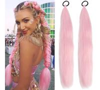 Mermaid Hair Extensions For Kids, Rainbow Wig Hair Braiding For Braiding, 26 Inch Colorful Ombre Mermaid Pony Tail Synthetic Hair Extensions For Girl Women All Ages (4)