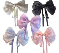 Mermaid Ji Pearlescent Satin Bow Hair Clip Women Summer Sweet Ribbon Spring Fairy Accessories(5PCS)