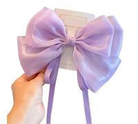Mermaid Ji Pearlescent Satin Bow Hair Clip Women Summer Sweet Ribbon Spring Fairy Accessories(Color1)