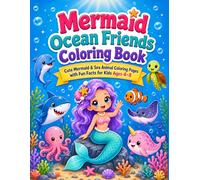 Mermaid Ocean Friends Coloring Book: Cute Mermaid and Sea Animal Coloring Pages with Fun Facts for Kids Ages 4-8 (30 Page Studio)