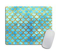 Mermaid scales Mouse pad Blue Watercolor fish scales Rectangle Non-Slip Rubber Mousepad 9.5 X 7.9 Inch (240mmX200mmX3mm)