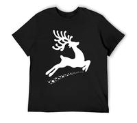 Mermaid Security - Camisetas gráficas para hombre, estilo vintage, suave, de algodón hilado en anillo, camisetas novedosas, estilo casual, Black-Merry Christmas Rindeer, L